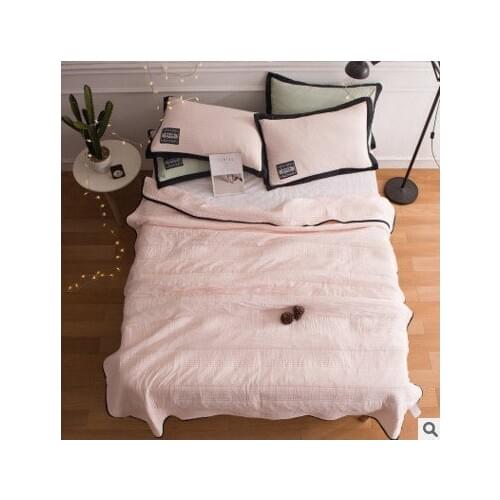 Simple Pure Color Summer Quilt Soft Breathable Throw Blanket Thin Air-conditioning Comforter Bed Cover Bedspread Coverlet