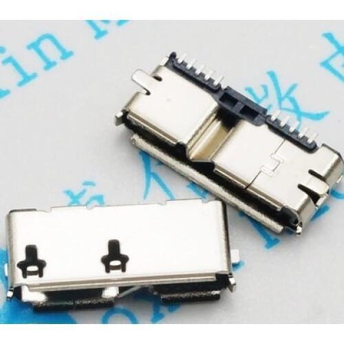 10pcs Micro USB 3.0 B Type SMT Female Socket SMD2 10pin USB Connector for Mobile Hard Disk Drives Data Interface