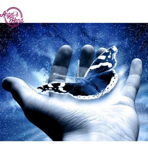 ANGELS HAND 5D DIY diamond embroidery Butterfly diamond painting Cross Stitch full drill Rhinestone mosaic home decoration