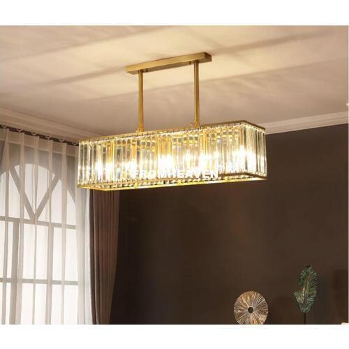 Modern Nordic Brass Color 4L Vintage Pendant Lights Northern Europe Crystal Hanging Lamp For Cafe & Bar Retro Loft Pendant Lamp
