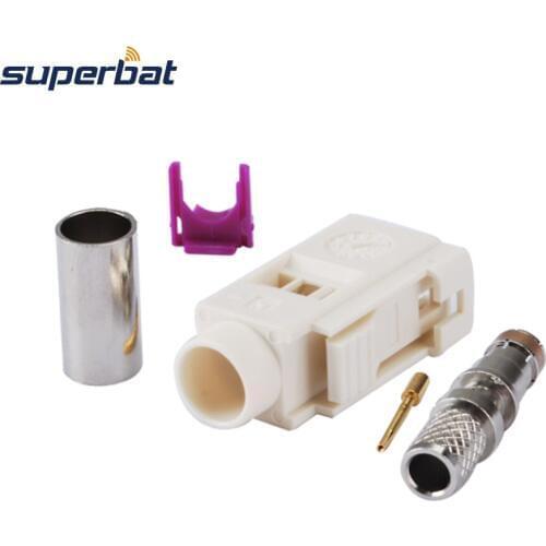 Superbat 10pcs Fakra B White/9001 Jack Connector Antenna Auto Radio With Phantom Crimp for LMR195 RG58 RG142 RG400 Cable