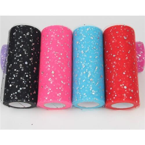 15cm 10Yards Sequin Tulle Rolls Glitter Tutu Wedding Decoration Bridal Tulle Fabric Craft DIY Craft Birthday Party Supplies