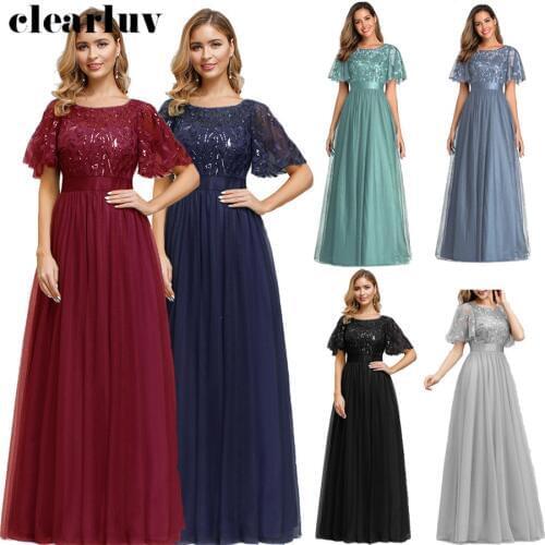Appliques Evening Dress Long Elegant Formal Dress HQ004 2020 Sequins Robe De Soiree New Stylish Plus Size Party Dress for Women