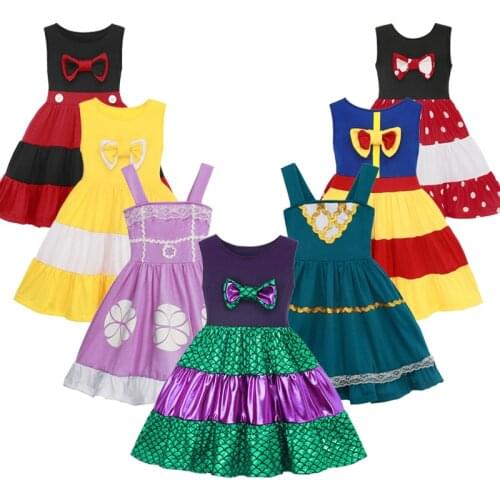 VOGUEON Hot Sale Little Girls Dress Mermaid Snow White Dresses Princess Clothing Belle Sofia Birthday Party Fancy Costume Kids