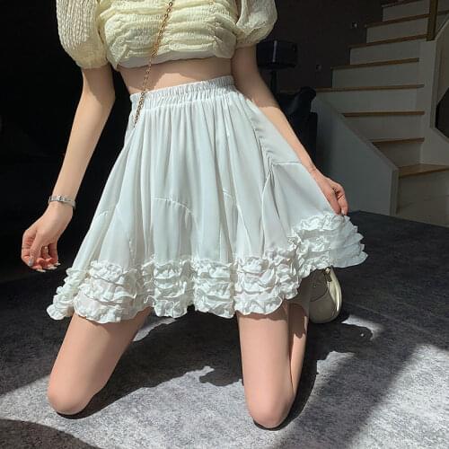 In summer 2021, the new Korean high waist and slim anti-glare skirt A-shaped wooden ear skirt girl student tide Folds