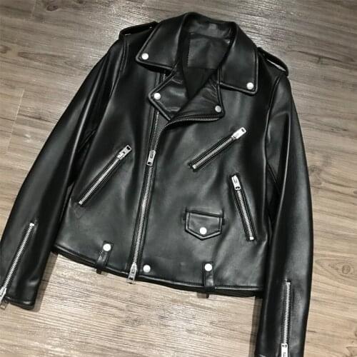 Lambskin ladies real genuine sheep women natural leather jacket
