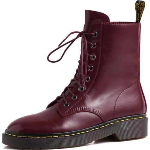 Booties 2019 new female Real cowhide Martin boots genuine leather Single boot women rivet horse riding ankle boots women black