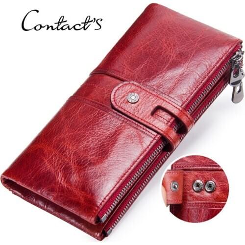 Womens Wallet Fashion Ladies Wallet Leather Casual Long Top Layer Cowhide Womens Clutch