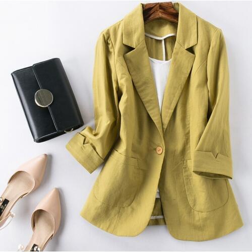 Ladies Candy-Color Linen Blazer Feminino 2018 Slim Short Suit Blazers Women New Fashion Spring Blazer Mujer Casual Plus Size