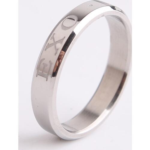 Wide 4mm EXO 1994 silver color 316L Stainless Steel finger rings for women wholesale