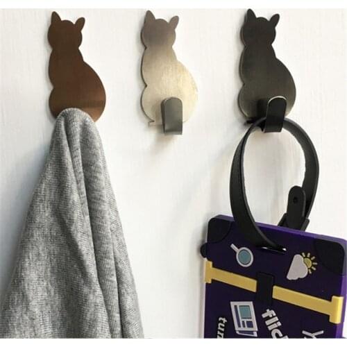 1 PCS Waterproof Strong Adhesive Hooks for Bathroom Stainless Steel Cat Wall Door Hanger for Kitchen Rustproof Towel Hook