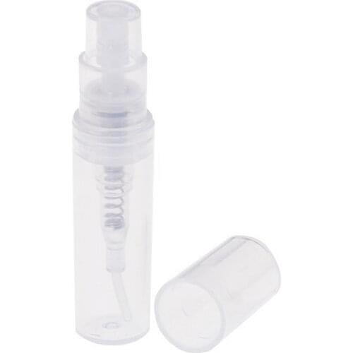 100Pcs 3ml Mini Clear Plastic Refillable Spray Bottle Portable Perfume Mouthwash Sample Vial Cosmetic Atomizer Container