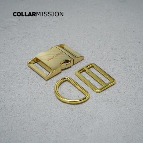 100pcs/lot Engraved(metal buckle+Tri-Glid+D ring)for garment luggage backpack cat dog collar DIY accessory 8 Colours 5 sizes