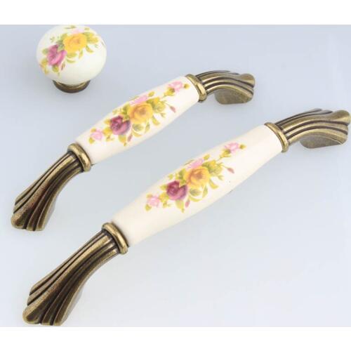 128MM rustico retro rural ceramic kitchen cabinet cupboard door handle antique bronze drawer shoe cabinet dresser knob pull 96mm