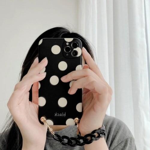 Korea Simple Dots Charm Imd Phone Case For iPhone11 12Pro XSMAX 78PLUS XR SE2020 Soft TPU Cover Body Shell Protection