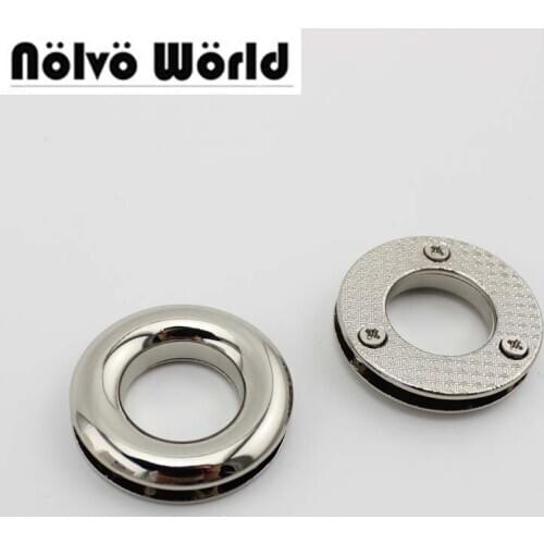 30pcs 17.5X33.5mm 3 screws grommet,4 colors round eyelet for DIY bags purse metal making