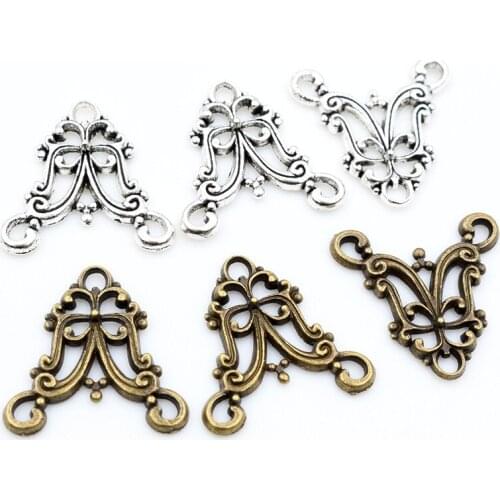 30pcs/lot Antique Silver Plated/Bronze Flower Butterfly Style Connector Charm Pendant DIY Jewelry Supplies for Bracelet Necklace