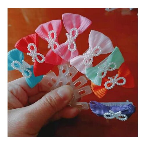 50pcs Dogs Pearl Bow Hairgrips Hair Clips Girls Solid Colors Whole Wrapped Safety Hairpin Kids Hairpins Hair Accessorie