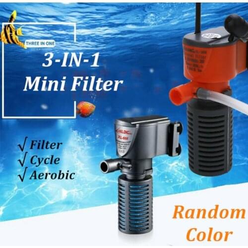 Mini Pump Aquarium Filter For Sponge Filtering Water Flow Air Increase 3 IN 1 Fish Tank Filtration Submersible Aeration Pumps