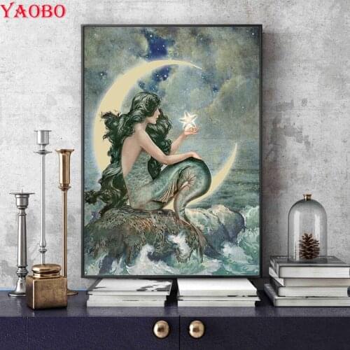 5D Diamond Painting Mermaid DIY Diamond Embroidery Paint By Diamonds Round Full Square Rhinestones Home Decor