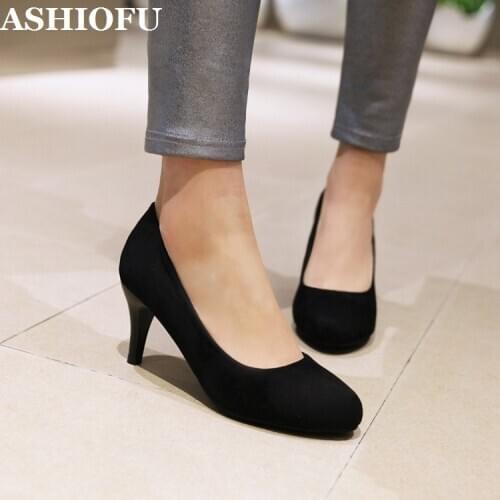 ASHIOFU Wholesale Womens 7cm Stiletto Heels Pumps Slip-on Party Prom Dress Shoes Real Photos Cheap Fashion Court Shoes 3-colors