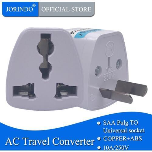 JORINDO Australia New Zealand to Universal USA/EU/UK 2Pin Power Travel Adapter Electric Plug Converter 10A/250V