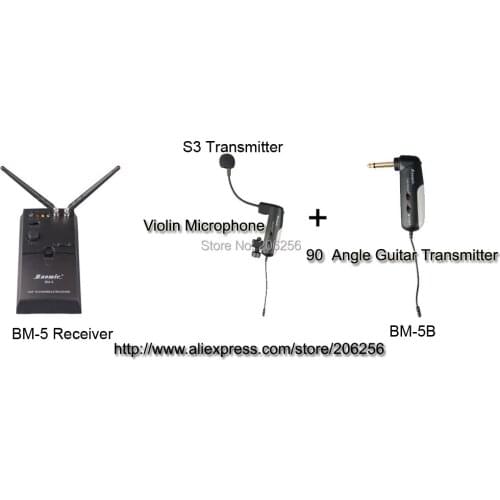 Baomic Professional UHF Wireless Instrument System Microphone Receiver BM-5 Transmitter S3 For Violin +5B 90 Angle For Guitar