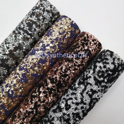 1PC 21X29CM Glitter Fabirc, Chunky Glitter Leather, Flocking Glitter Leather Sheets For Making Bows LEOsyntheticoDIY R2008C