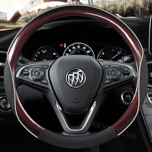 Car Carbon Fiber Leather Steering Wheel Covers Interior Accessories 38cm for Buick lacrosse Excellet Verano Regal Car Styling