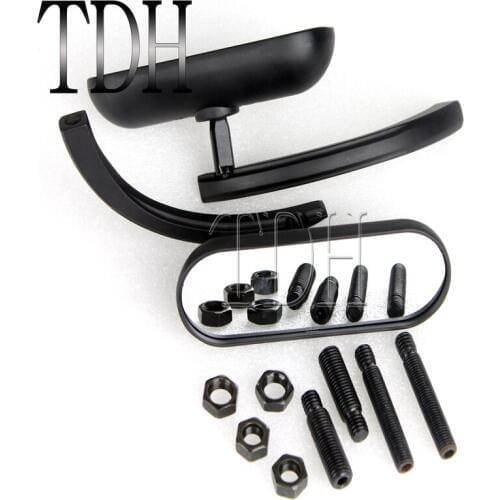 Black Custom Aluminum Motorcycle Rear View Side Mirror Oval Mirrors Universal for Honda Yamaha Suzuki Kawasaki Cruiser Bikes