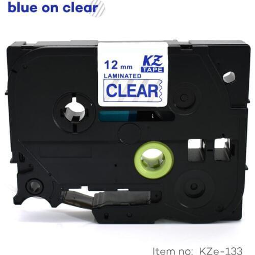 Cidy 20 pcs/lot 12mm blue on clear tze 133 tz-133 tze133 tze-133 Tz133 laminated label tape for brother