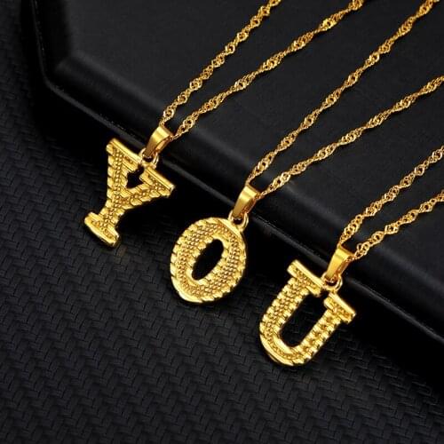 Collier Femme Capital Letter Neckaces For Women Boho Jewelry English Name Alphabet Initial Pendant Necklace Best Friend Gift