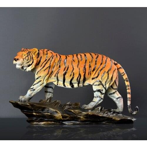 29CM large HOME office Company SHOP Spiritual art TOP GOOD Color Bronze Tiger Sculpture GOOD LUCK Brave Mascot Decorative statue