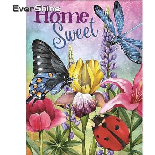 EverShine Full Drill Square Diamond Embroidery Flowers Mosaic Art Kits Diamond Painting 5D Butterfly Cross Stitch Home Decor