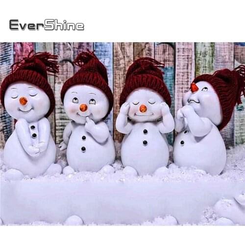EverShine DIY Diamond Mosaic Snowman Picture Of Rhinestones Diamond Embroidery Cartoon Paintings Full Drill Square Wall Art