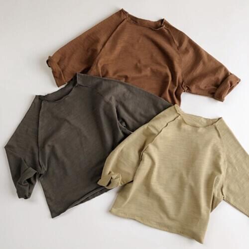 Korean Spring Autumn Baby Boys Girls Pure Color Children T-shirt Childrens T-shirt Baby Boys Girls Long Sleeve T-shirt 1-6 Yrs