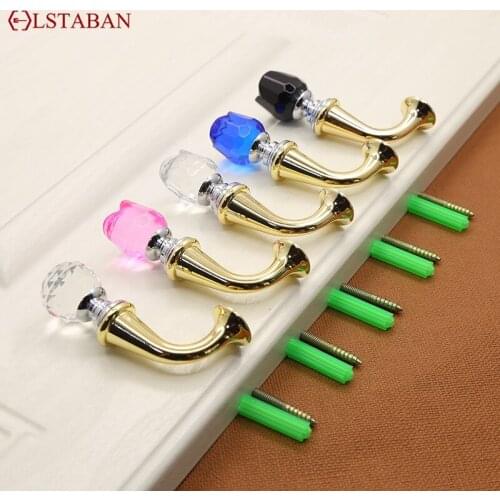 LSTABAN Creative Antique Zinc Alloy Single And Double Row Cabinet Wardrobe Bathroom Cloakroom Crystal Hook Furniture Accessories