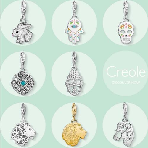 Rabbit Hand of Fatima Skull Ornament Buddha Lion Unicorn Charm Pendant,2019 Cute New Summer Jewelry 925 Sterling Silver Gift
