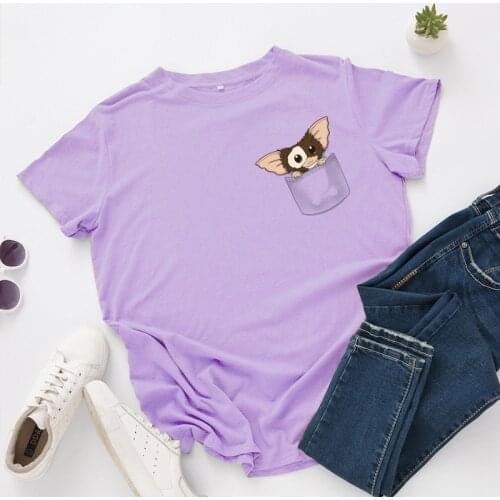 Summer Women Tshirt Cotton 100% Short Sleeve Dog Print Female Fashion Casual Vingtage Clothes Ladies Loose Daily O-Neck Tee Tops
