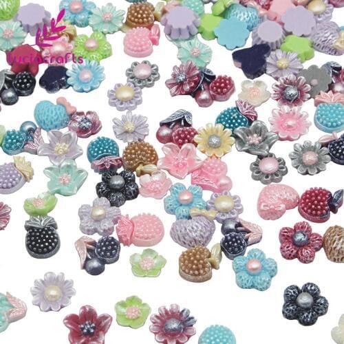 Lucia crafts 50pcs/lot 10-14mm Random Mixed Shape Flatback Cabochon Resin DIY Phone Decorate Scrapbooking Materials F0613