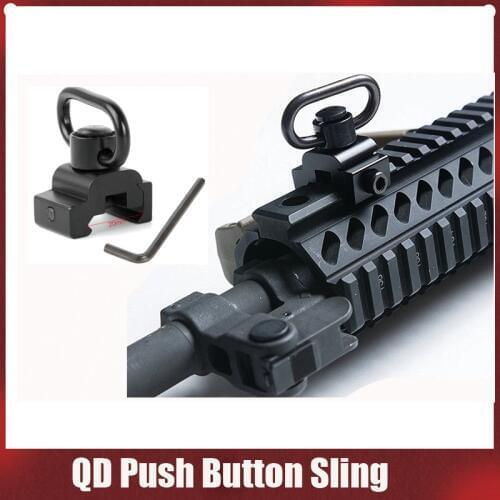 M4 M16 AR-15 Airgun Accessories Push Button Sling Swivel Adapter Set Picatinny Rail Mount Base 20mm Connecting Sling Ring