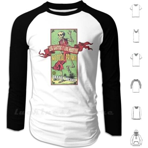 Mexican Vintage Mezcal Hoodie Long Sleeve Vintage Bar Mexico Tequila Mezcal Skull Dia De Sugar Cantina Baja Candle