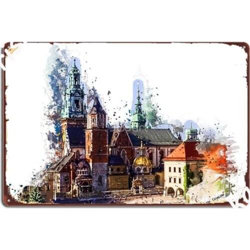 Wawel Castle Cracow Metal Sign Kitchen Poster Cinema Garage Vintage Tin Sign Poster