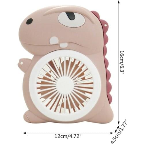 CPDD Mini Handheld USB Fan Hanging Neck Fan Cartoon Dinosaur Fan Portable Personal Fan w/ Adjustable Lanyard for students