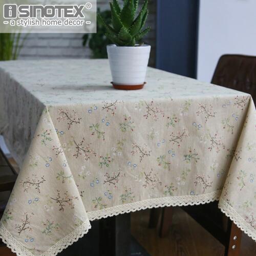 Fashion Dandelion Linen Table Cloth Country Style Flower Print Multifunctional Rectangle Table Cover Tablecloth with Lace Edge