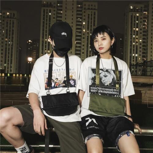 Fashion Chest Bag for Women Waterproof Nylon Shoulder Bag Hip Hop Streetwear Functional Students Harajuku Style