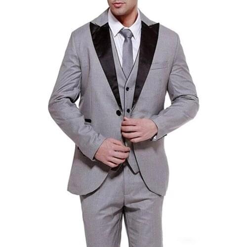 2021 New Style Man Suit Dark Gray Peak Lapel Suit Business Casual Evening Dress 3 Pieces(Jacket+Pant+Vest)Wedding Suit For Man