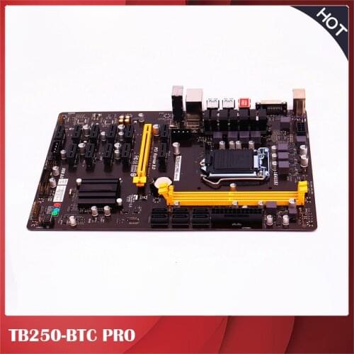 New Inventory Original Mining Motherboard For BIOSTAR TB250-BTC PRO 12 Graphics Slots Support GTX1060 Perfect Test,Good Quality