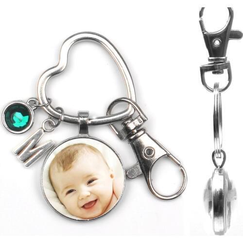 Personalizeds Keychain Private Photo Double sided Family Child Dad Mom Square Sister Parent Family Portrait Gift Family love