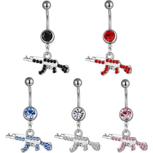 1PCS 316L Surgical Steel Nickel-free The Most Fashionable Retail Gun Dangle Belly Ring Navel Bar Body Piercing Jewelry